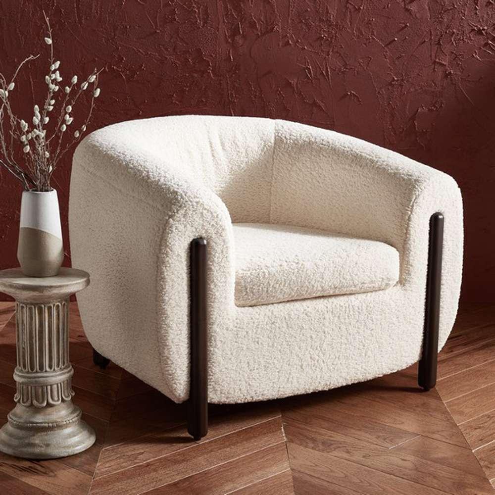 Safavieh - Couture - Westley Barrel Back Accent Chair - Ivory - Dark Brown - SFV5051B veiw 3