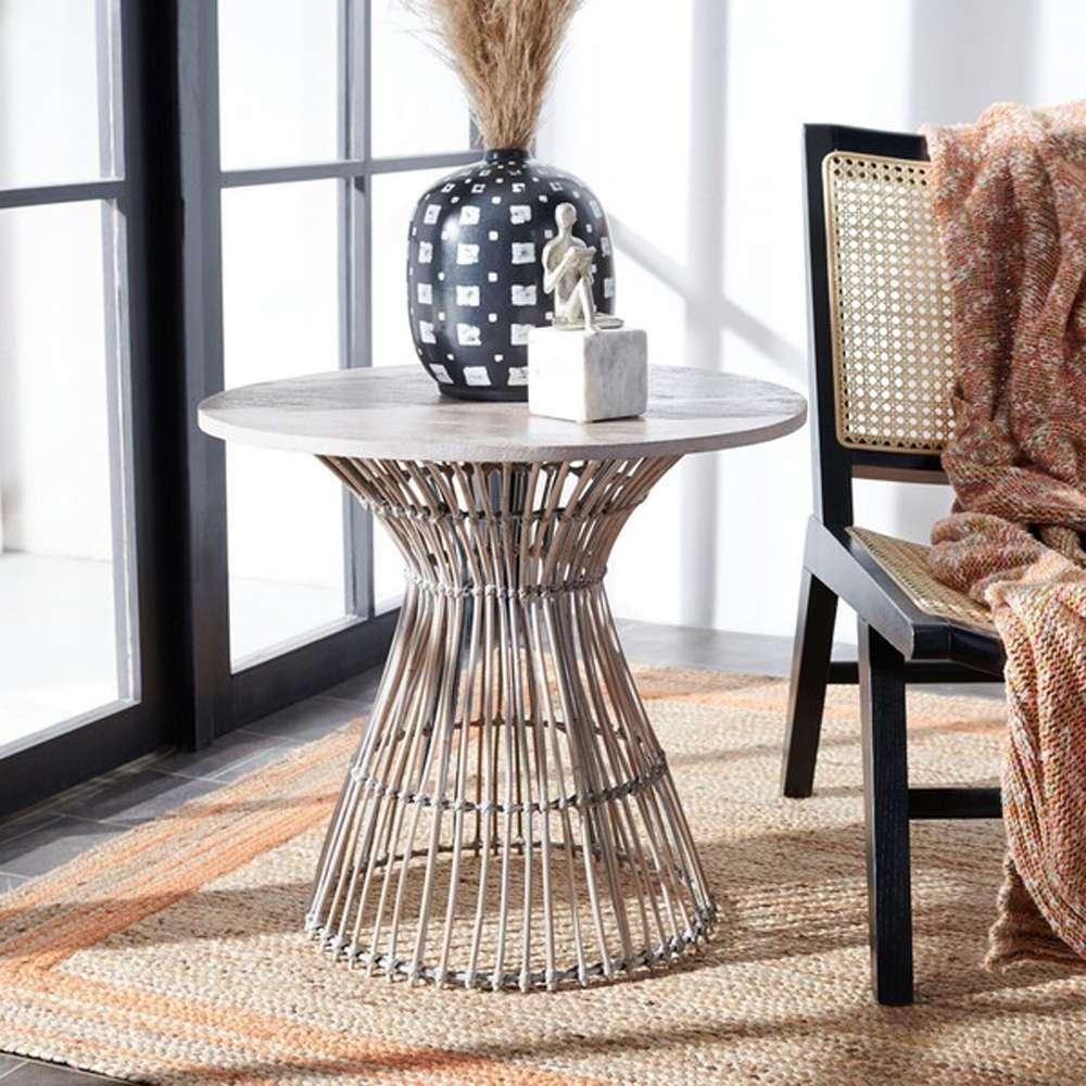 Safavieh - Whent Round Accent Table - Grey White Wash - Black - ACC6500A view 2