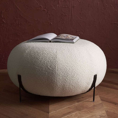 Safavieh - Couture - Winterose Round Ottoman - Ivory - Black - SFV4792A veiw 2