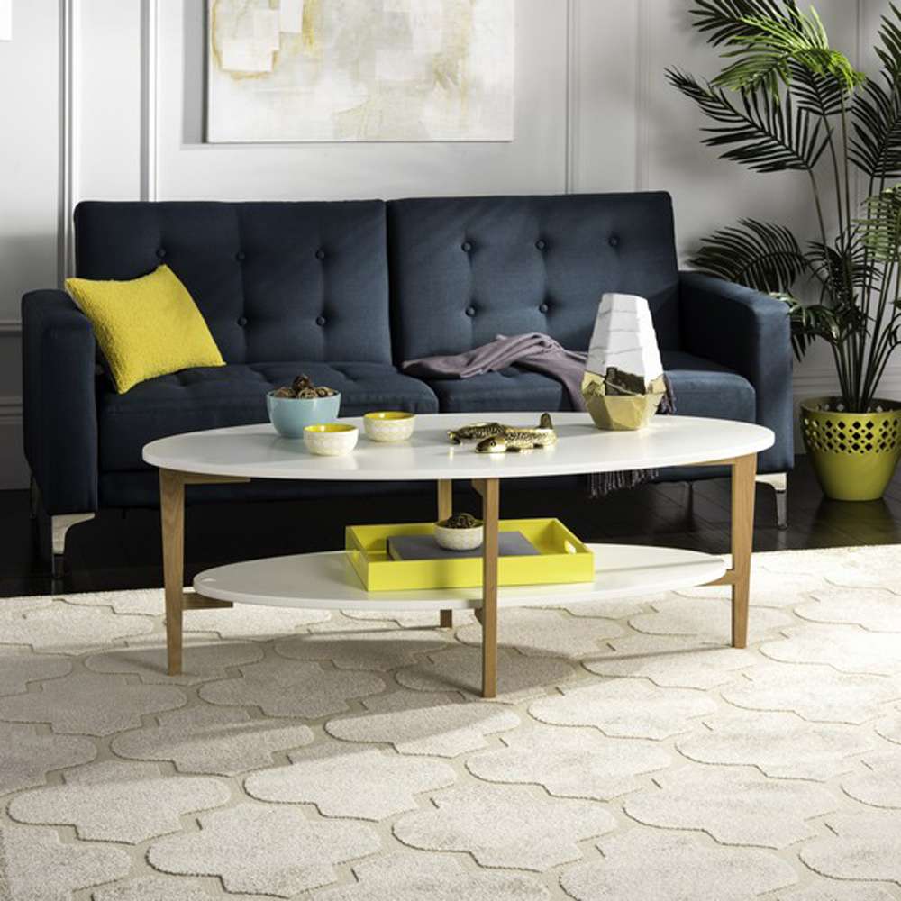 Safavieh - Woodruff Oval Coffee Table - White - Oak - FOX8201A veiw 2