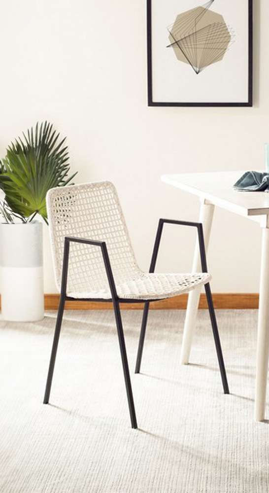 Safavieh - Wynona Leather Dining Chair - White - Black  (Set of 2) - DCH4001A-SET2 veiw 1