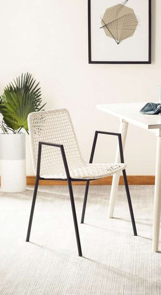 Safavieh - Wynona Leather Dining Chair - White - Black  (Set of 2) - DCH4001A-SET2 veiw 1