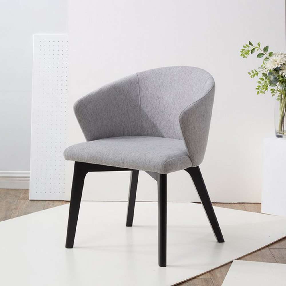 Safavieh - Couture - Wynonna Linen Dining Chair - Grey - Black - SFV5060B veiw 3