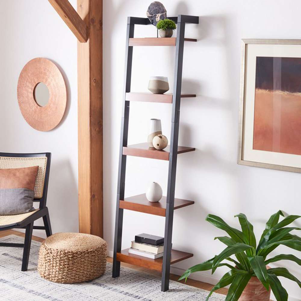 Safavieh - Yassi 5 Tier Leaning Etagere - Honey Brown - Charcoal - ETG9403C veiw 2