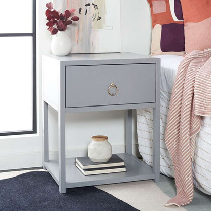 Safavieh - Yudi 1 Drw 1 Shelf Nightstand - Grey - NST9201D veiw 3