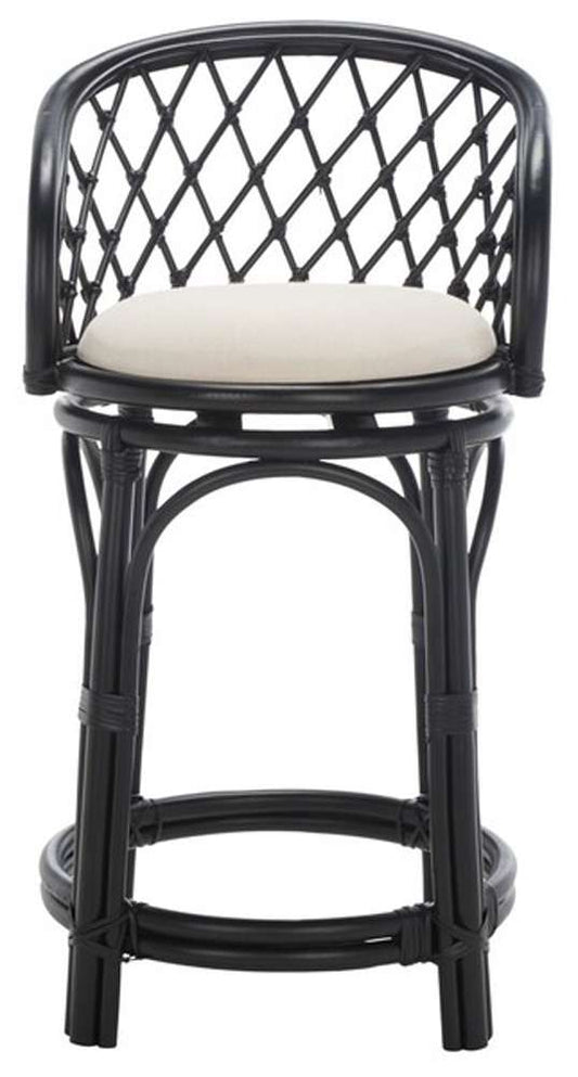 Safavieh - Yuta Rttn Counter Stool W/Cush - White - Black - BST6504B veiw 1