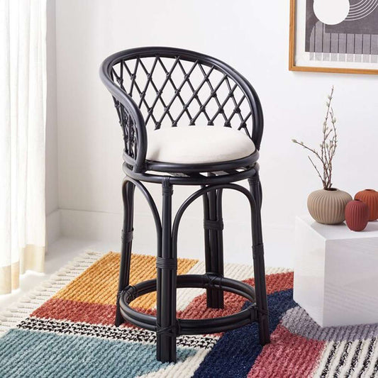 Safavieh - Yuta Rttn Counter Stool W/Cush - White - Black - BST6504B veiw 2