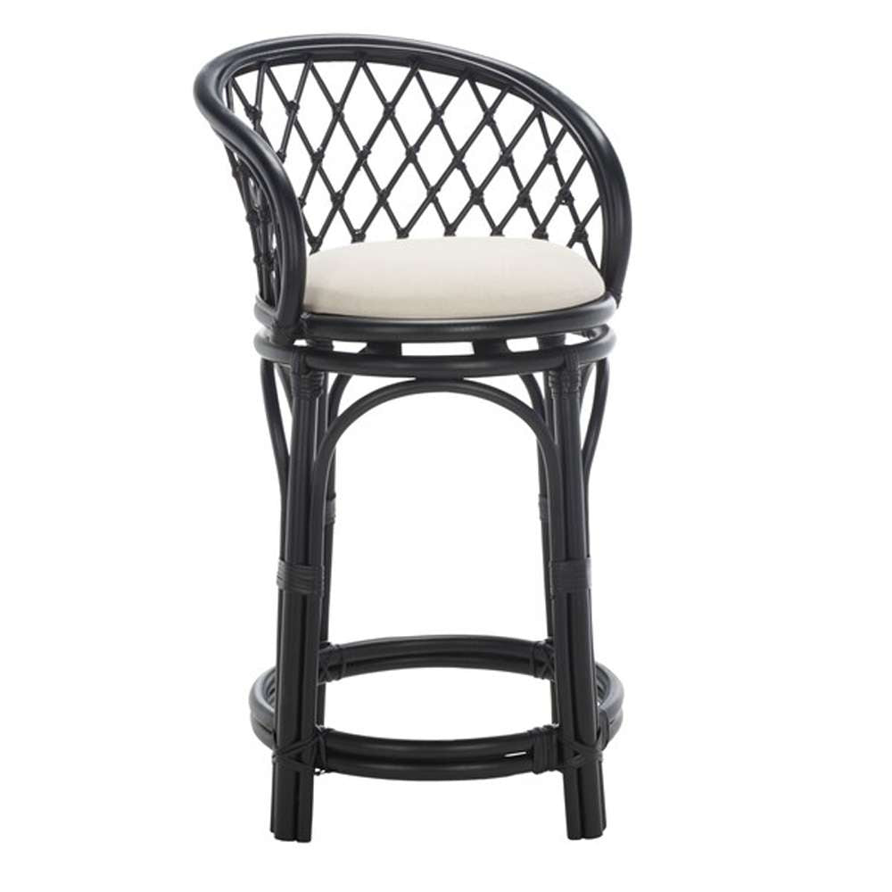 Safavieh - Yuta Rttn Counter Stool W/Cush - White - Black - BST6504B veiw 3
