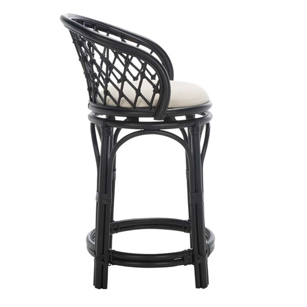 Safavieh - Yuta Rttn Counter Stool W/Cush - White - Black - BST6504B veiw 4