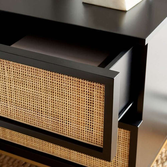Safavieh - Zadie 2 Drw Rattan Nightstand - Black - Gold - NST5007A view 2