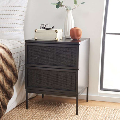 Safavieh - Zadie 2 Drw Rattan Nightstand - Black - NST5007E view 3