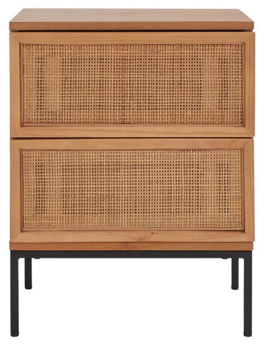 Safavieh - Zadie 2 Drw Rattan Nightstand - Natural - Black - NST5007C veiw 1