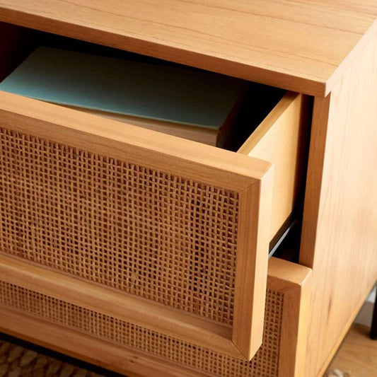 Safavieh - Zadie 2 Drw Rattan Nightstand - Natural - Black - NST5007C veiw 2