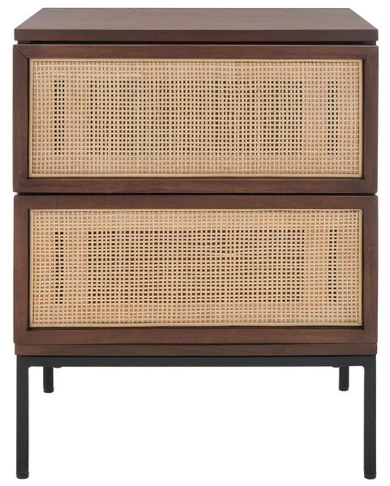 Safavieh - Zadie 2 Drw Rattan Nightstand - Walnut - Natural - NST5007F veiw 1