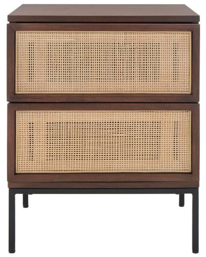 Safavieh - Zadie 2 Drw Rattan Nightstand - Walnut - Natural - NST5007F veiw 1