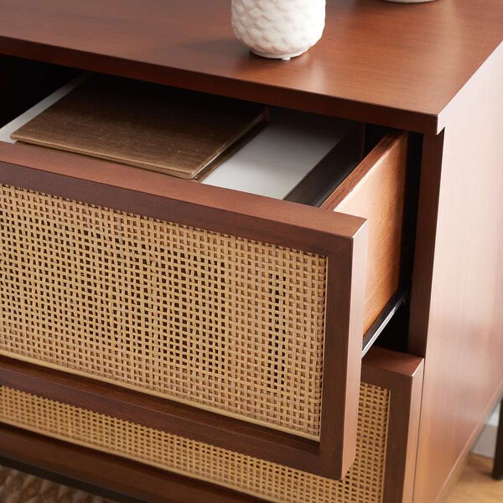 Safavieh - Zadie 2 Drw Rattan Nightstand - Walnut - Natural - NST5007F veiw 2