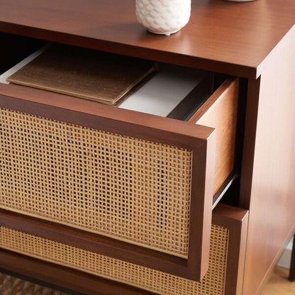 Safavieh - Zadie 2 Drw Rattan Nightstand - Walnut - Natural - NST5007F veiw 2