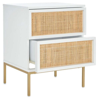 Safavieh - Zadie 2 Drw Rattan Nightstand - White - Gold - NST5007B veiw 3
