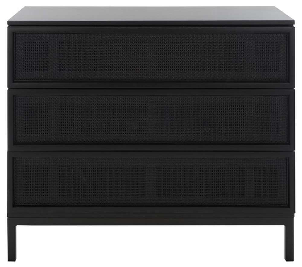 Safavieh - Zadie 3 Drawer Rattan Chest - Black - CHS5004E veiw 1