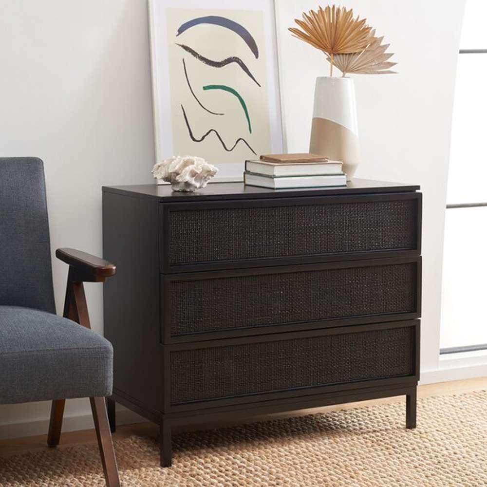 Safavieh - Zadie 3 Drawer Rattan Chest - Black - CHS5004E veiw 3