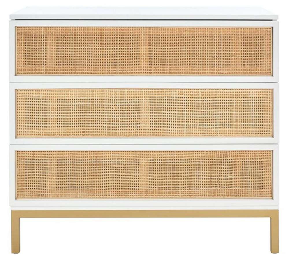 Safavieh - Zadie 3 Drawer Rattan Chest - White - Gold - CHS5004B veiw 1