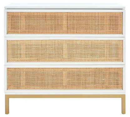 Safavieh - Zadie 3 Drawer Rattan Chest - White - Gold - CHS5004B veiw 1