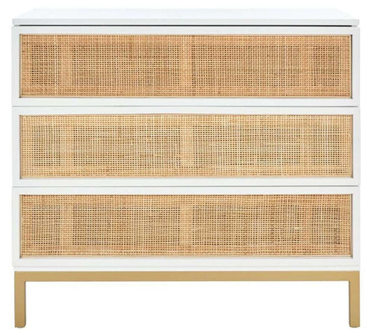 Safavieh - Zadie 3 Drawer Rattan Chest - White - Gold - CHS5004B veiw 1