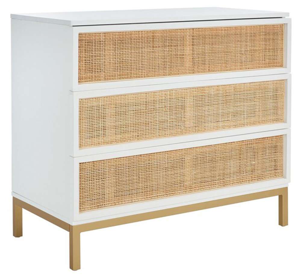Safavieh - Zadie 3 Drawer Rattan Chest - White - Gold - CHS5004B veiw 4