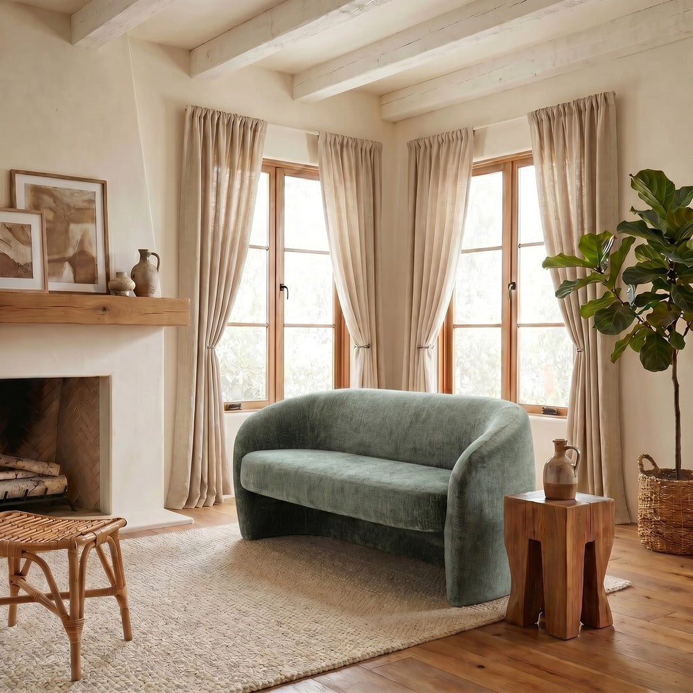 Safavieh - Zhao Chenille Curved Loveseat / Dark Green - SFV4783F view 2