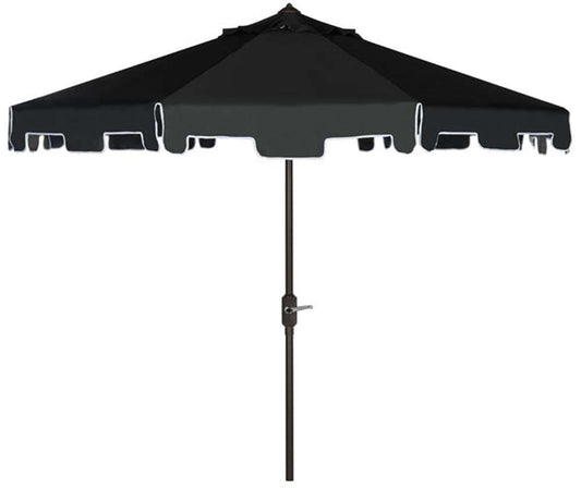 Safavieh - Zimmerman 9 Ft Market Umbrella - Black - White - PAT8000H veiw 1