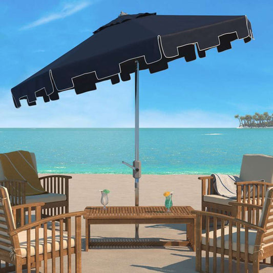Safavieh - Zimmerman 9 Ft Market Umbrella - Navy - White - PAT8000L veiw 2