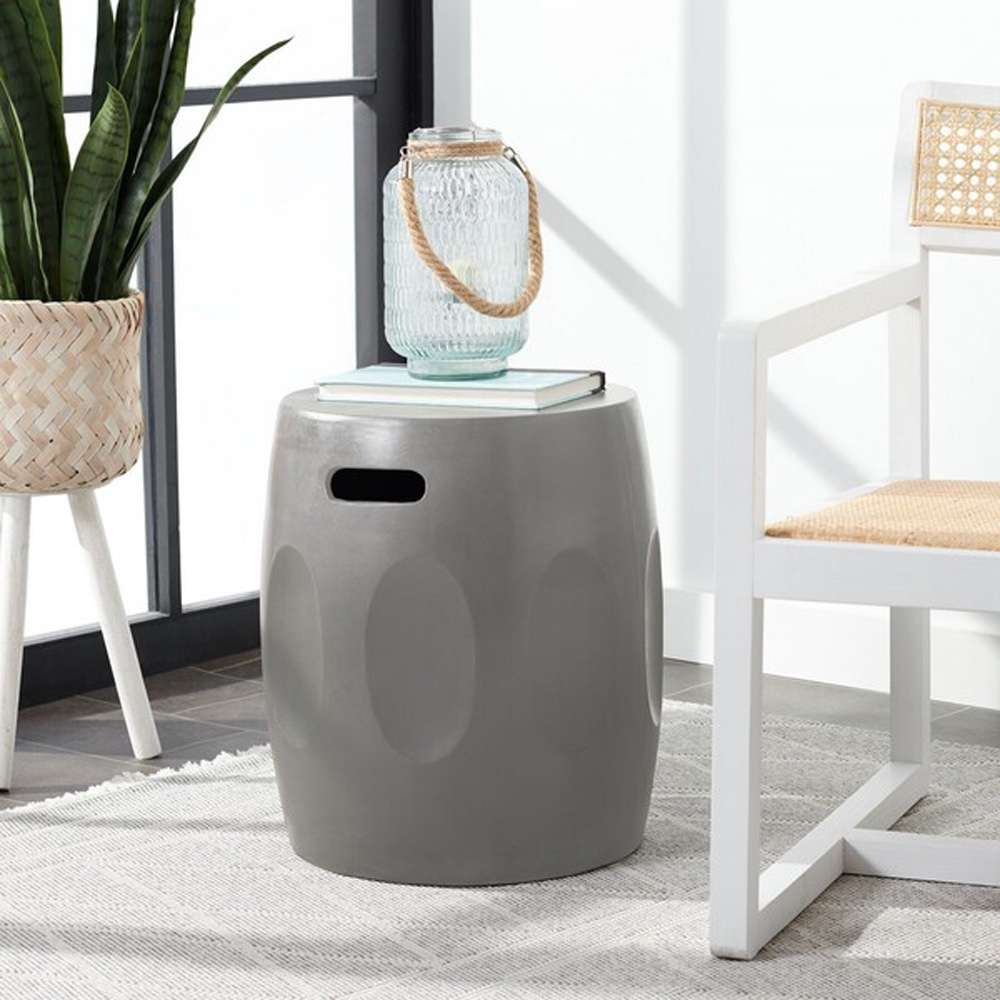 Safavieh - Zuri In/Outdoor Accent Stool - Dark Grey - VNN1008A veiw 2