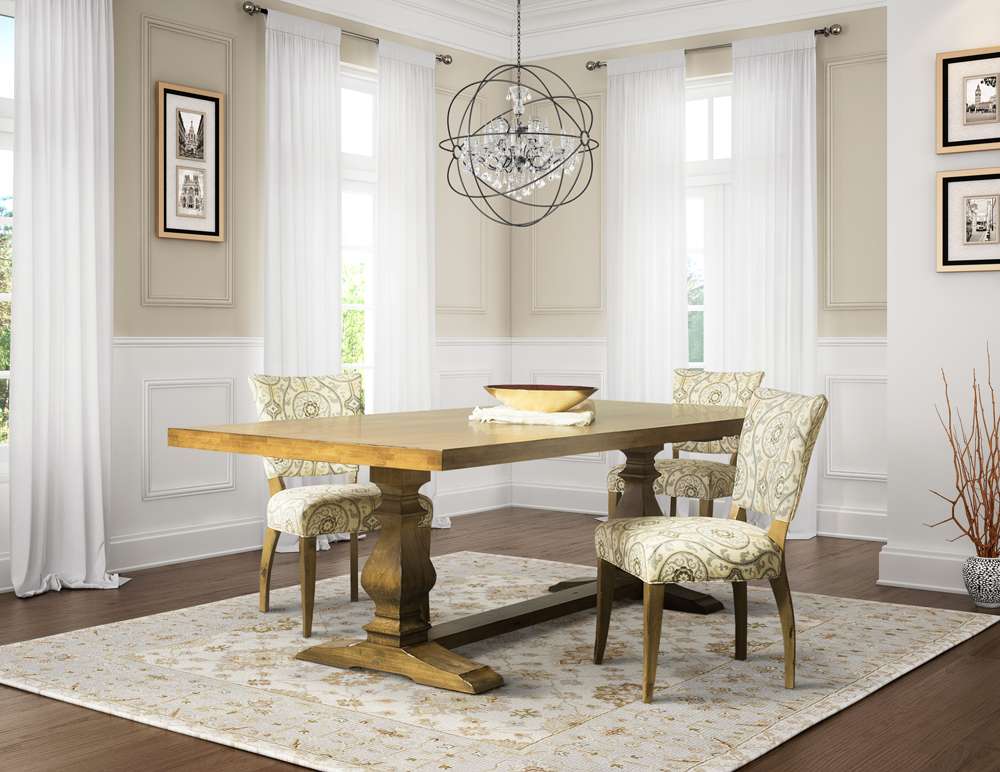 Saloom Furniture - Ashford Trestle Dining Table 42 x 80 x 29 in Distressed Flax - MDWS-4280-ASH-Distressed-Flax-G veiw 5