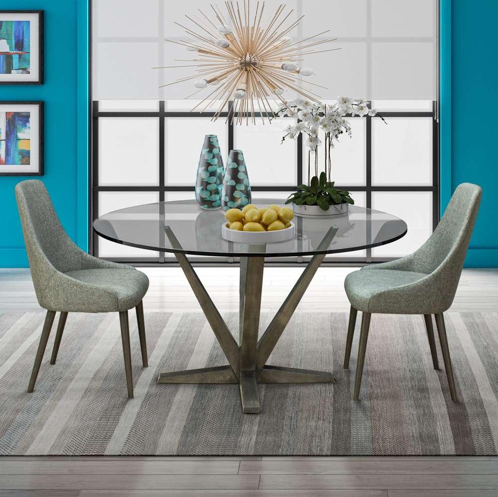 Saloom Furniture - Aura Glass Dining Table 48 x 48 x 29 in Nantucket - SKGO-4848-AUR-Nantucket-G veiw 3