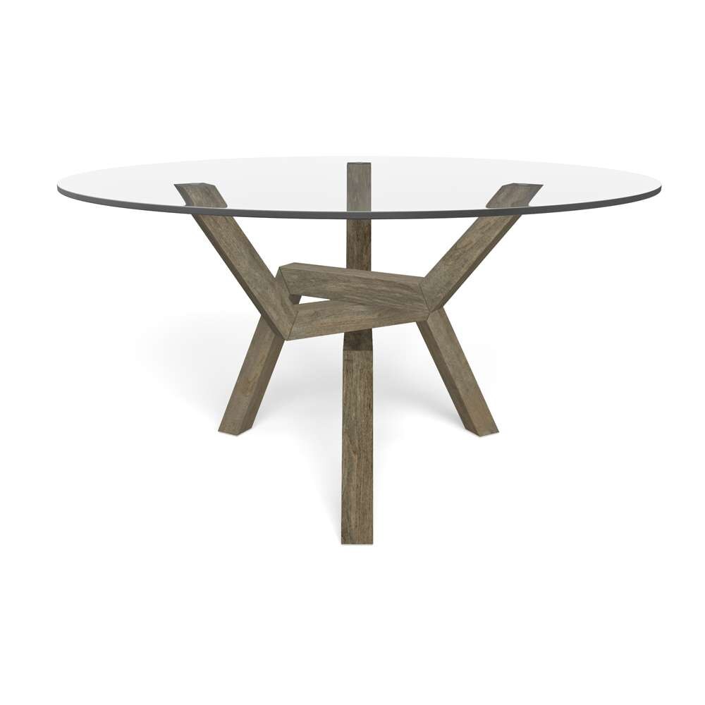 Saloom Furniture - Cleo Glass Dining Table 48 x 48 x 29 in Nantucket - GCFO-4848-CLEO-Nantucket-G veiw 2