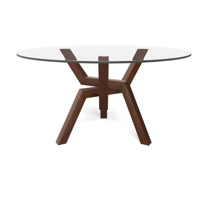 Saloom Furniture - Cleo Glass Dining Table 48 x 48 x 29 in Walnut - GCFO-4848-CLEO-Walnut-G veiw 1