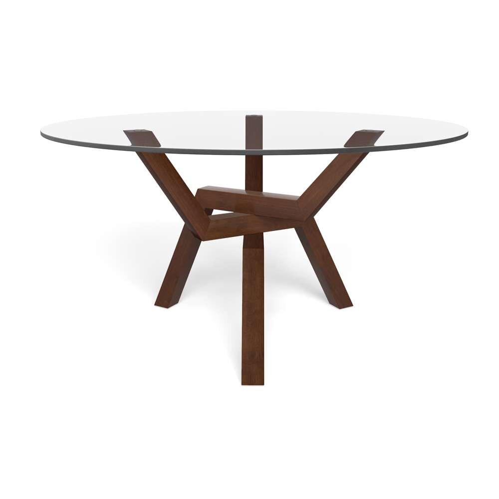 Saloom Furniture - Cleo Glass Dining Table 54 x 54 x 29 in Walnut - GCFO-5454-CLEO-Walnut-G veiw 2
