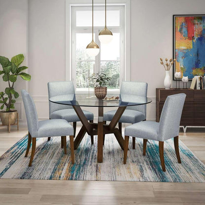 Saloom Furniture - Cleo Glass Dining Table 60 x 60 x 29 in Walnut - GCFO-6060-CLEO-Walnut-G veiw 3