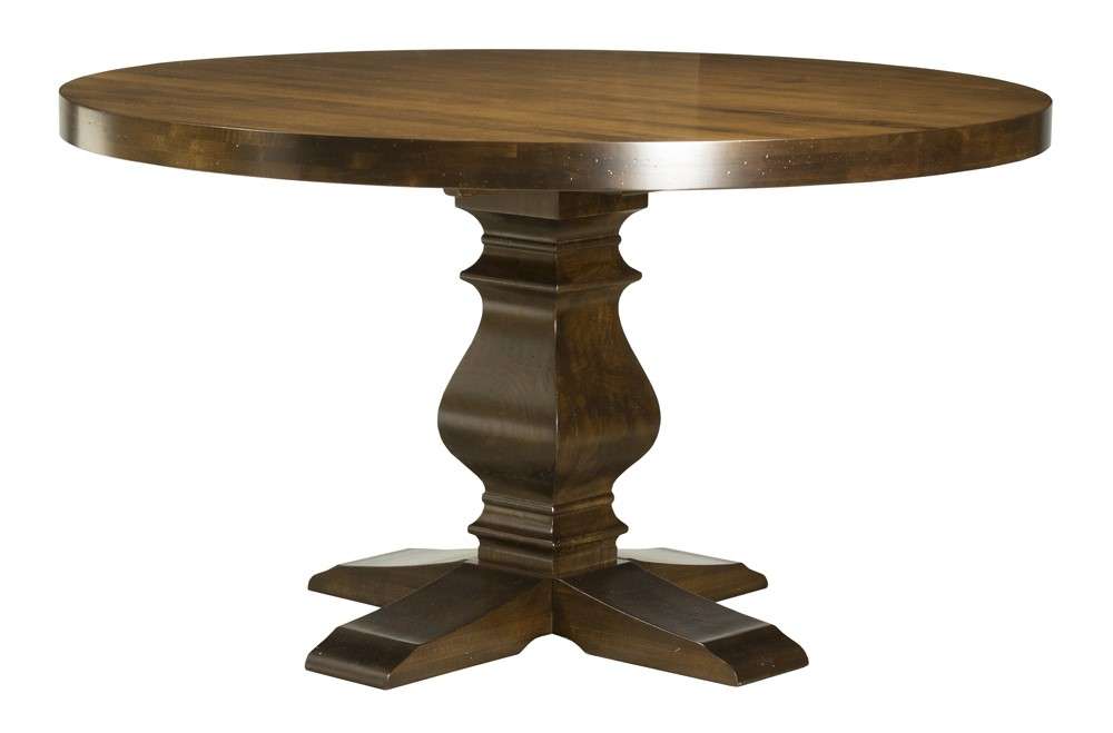 Saloom Furniture - Kent Pedestal Dining Table 48 x 48 x 29 in Distressed Walnut - MDWO-4848--KEN-Distressed-Walnut-G veiw 1