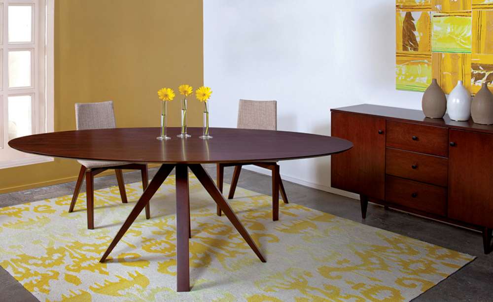 Saloom Furniture - Nova Ellipse Dining Table 42 x 80 x 29 in Walnut - SKWE-4280-NOV-Walnut-G veiw 4