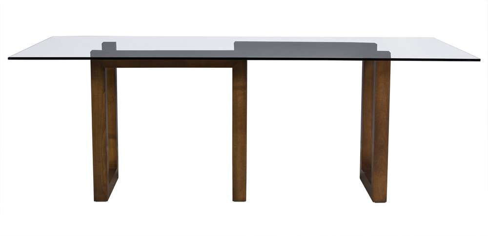 Saloom Furniture - Serpent Glass Dining Table 44 x 60 x 29 in Walnut - GCFS-4460-SER-Walnut-G veiw 2