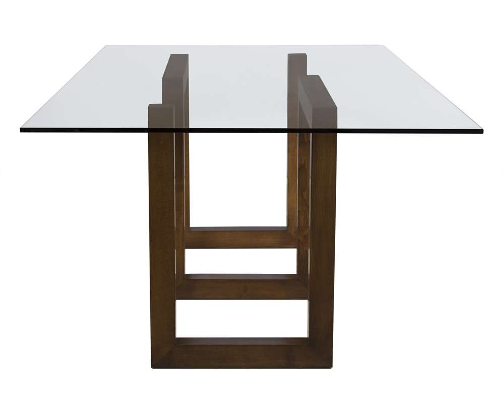 Saloom Furniture - Serpent Glass Dining Table 44 x 60 x 29 in Walnut - GCFS-4460-SER-Walnut-G veiw 3