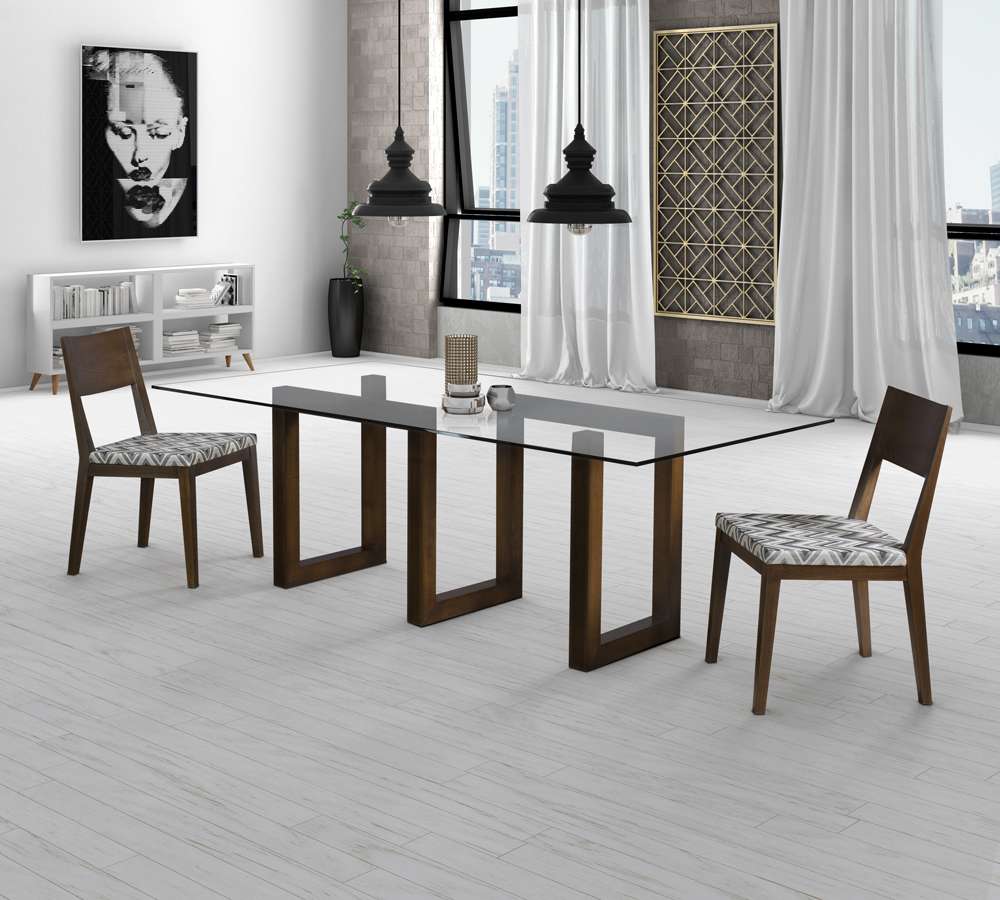 Saloom Furniture - Serpent Glass Dining Table 44 x 60 x 29 in Walnut - GCFS-4460-SER-Walnut-G veiw 4