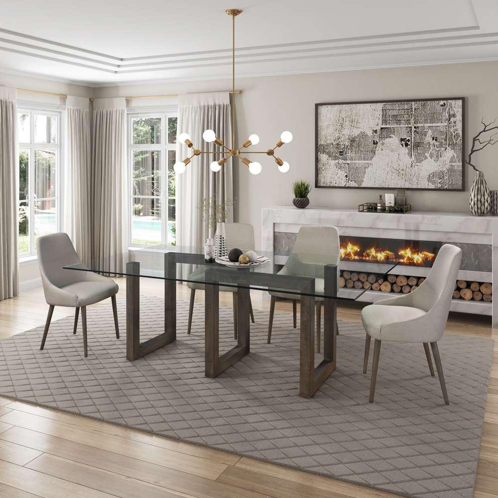 Saloom Furniture - Serpent Glass Dining Table 44 x 72 x 29 in Nantucket - GCFS-4472-SER-Nantucket-G veiw 4