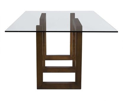 Saloom Furniture - Serpent Glass Dining Table 44 x 84 x 29 in Walnut - GCFS-4484-SER-Walnut-G veiw 3
