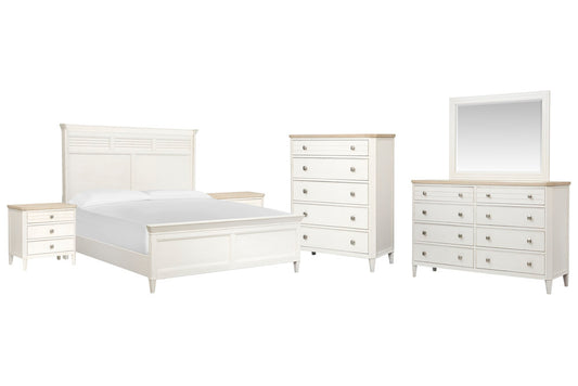 Salt Life Home - Echo Isles Sea Pearl And Driftwood California King Classic Panel Bed 2 Nightstands Drawer Dresser With Landscape Mirror And Drawer Chest - B6310-77-KIT5 view 1