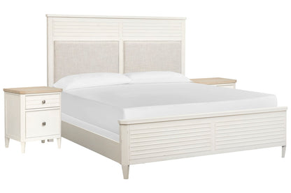 Salt Life Home - Echo Isles Sea Pearl And Driftwood California King Upholstered Panel Bed With 2 Telephone Tables - B6310-75-KIT7 view 1