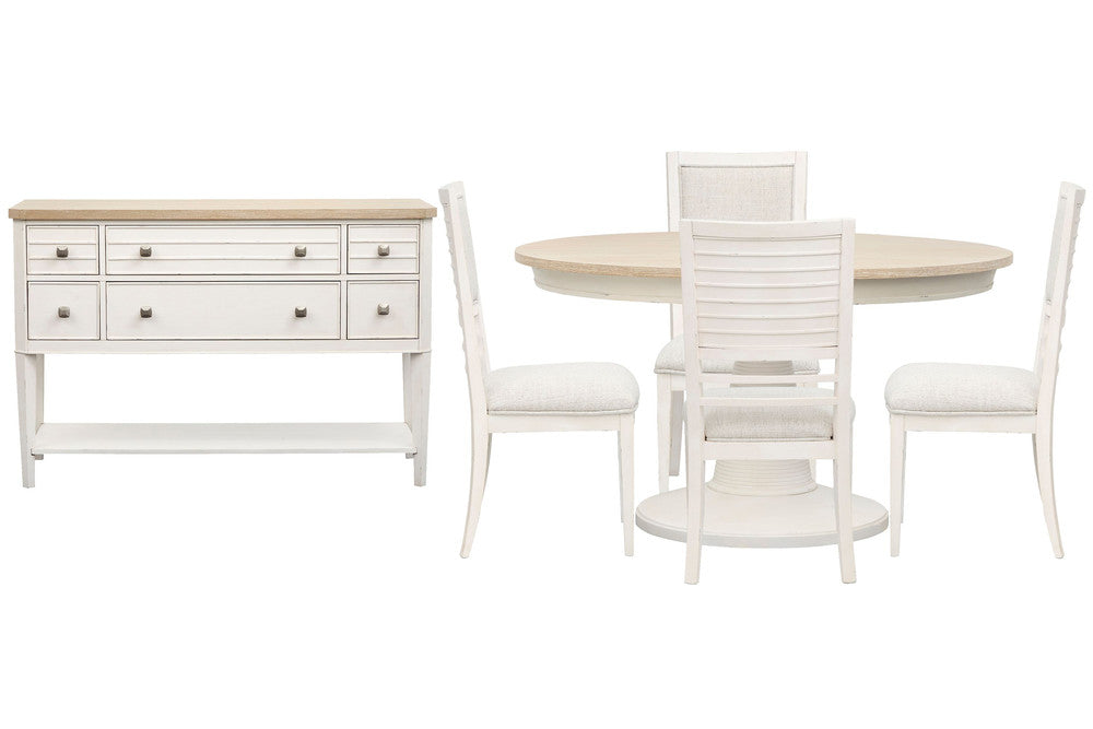 Salt Life Home - Echo Isles Sea Pearl And Driftwood Extendable 54" Round Dining Table With 4 Side Chairs And Sideboard - D6310-24-KIT2 view 1