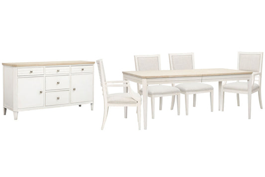 Salt Life Home - Echo Isles Sea Pearl And Driftwood Extendable Rectangular Dining Table With 2 Side Chairs 2 Arm Chairs And Buffet - D6310-20-KIT15 view 1