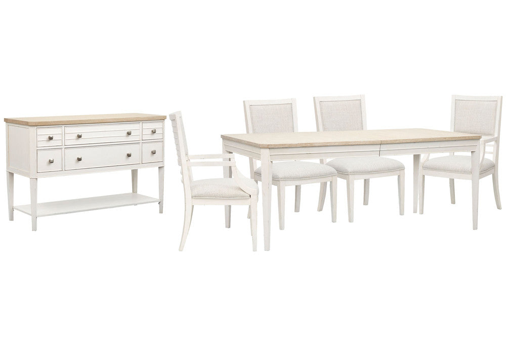 Salt Life Home - Echo Isles Sea Pearl And Driftwood Extendable Rectangular Dining Table With 2 Side Chairs 2 Arm Chairs And Sideboard - D6310-20-KIT14 view 1